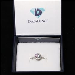 Sterling Silver Rhodium 8.0mm Round Cut Halo Engagement Ring Size 8