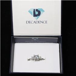 Sterling Silver Princess Cut 3 Stone Bamboo Engagement Ring Size 9
