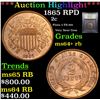 Image 1 : ***Auction Highlight*** 1865 RPD Two Cent Piece 2c Graded Choice+ Unc RB By USCG (fc)