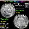 Image 1 : ***Auction Highlight*** 1892-p Barber Dime 10c Graded GEM Unc By USCG (fc)