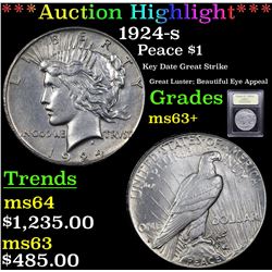 ***Auction Highlight*** 1924-s Peace Dollar $1 Graded Select+ Unc By USCG (fc)