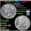 Image 1 : ***Auction Highlight*** 1924-s Peace Dollar $1 Graded Select+ Unc By USCG (fc)