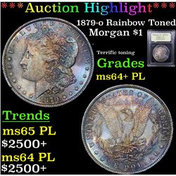 ***Auction Highlight*** 1879-o Rainbow Toned Morgan Dollar $1 Graded Choice Unc+ PL By USCG (fc)