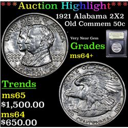 ***Auction Highlight*** 1921 Alabama 2X2 Old Commem Half Dollar 50c Graded Choice+ Unc By USCG (fc)
