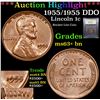 Image 1 : ***Auction Highlight*** 1955/1955 DDO Lincoln Cent 1c Graded Select+ Unc BN By USCG (fc)