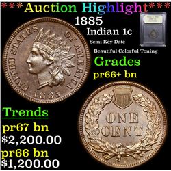 ***Auction Highlight*** 1885 Indian Cent 1c Graded Gem++ Proof Brown By USCG (fc)