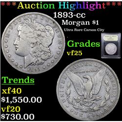 ***Auction Highlight*** 1893-cc Morgan Dollar $1 Graded vf+ By USCG (fc)