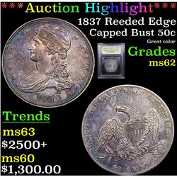 ***Auction Highlight*** 1837 Reeded Edge Capped Bust Half Dollar 50c Graded Select Unc By USCG (fc)