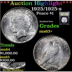 ***Auction Highlight*** 1925/1925-s Peace Dollar $1 Graded Select+ Unc By USCG (fc)
