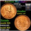 Image 1 : ***Auction Highlight*** 1910-p Lincoln Cent 1c Graded Gem+ Unc RD By USCG (fc)