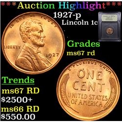 ***Auction Highlight*** 1927-p Lincoln Cent 1c Graded GEM++ Unc RD By USCG (fc)