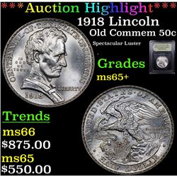 ***Auction Highlight*** 1918 Lincoln Old Commem Half Dollar 50c Graded GEM+ Unc By USCG (fc)
