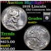 Image 1 : ***Auction Highlight*** 1918 Lincoln Old Commem Half Dollar 50c Graded GEM+ Unc By USCG (fc)