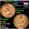 Image 1 : ***Auction Highlight*** 1863 Indian Cent 1c Graded GEM Unc By USCG (fc)