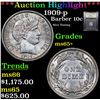 Image 1 : ***Auction Highlight*** 1909-p Barber Dime 10c Graded GEM+ Unc By USCG (fc)