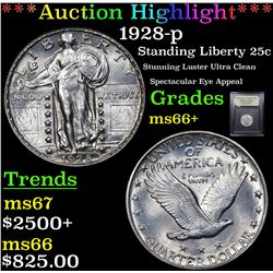 ***Auction Highlight*** 1928-p Standing Liberty Quarter 25c Graded GEM++ Unc By USCG (fc)