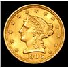 Image 2 : ***Auction Highlight*** 1906-p Gold Liberty Quarter Eagle $2 1/2 Graded GEM+ Unc By USCG (fc)