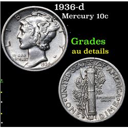 1936-d Mercury Dime 10c Grades AU Details
