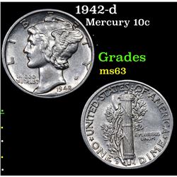 1942-d Mercury Dime 10c Grades Select Unc