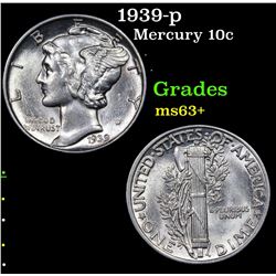1939-p Mercury Dime 10c Grades Select+ Unc