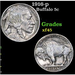 1916-p Buffalo Nickel 5c Grades xf+