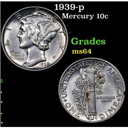 1939-p Mercury Dime 10c Grades Choice Unc
