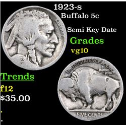 1923-s Buffalo Nickel 5c Grades vg+