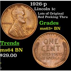 1926-p Lincoln Cent 1c Grades Select+ Unc BN