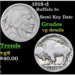 1918-d Buffalo Nickel 5c Grades vg details