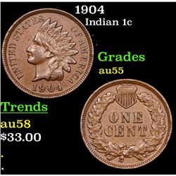1904 Indian Cent 1c Grades Choice AU