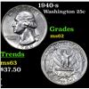 Image 1 : 1940-s Washington Quarter 25c Grades Select Unc