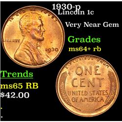 1930-p Lincoln Cent 1c Grades Choice+ Unc RB