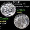 Image 1 : 1941-p Mercury Dime 10c Grades GEM Unc