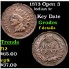 Image 1 : 1873 Open 3 Indian Cent 1c Grades f details