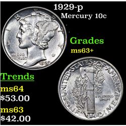 1929-p Mercury Dime 10c Grades Select+ Unc
