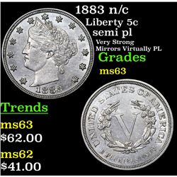 1883 n/c Liberty Nickel 5c Grades Select Unc