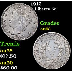 1912 Liberty Nickel 5c Grades Select AU