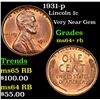 Image 1 : 1931-p Lincoln Cent 1c Grades Choice+ Unc RB
