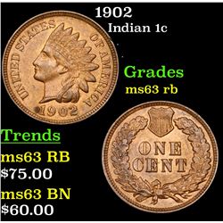 1902 Indian Cent 1c Grades Select Unc RB