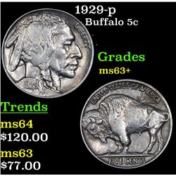 1929-p Buffalo Nickel 5c Grades Select+ Unc