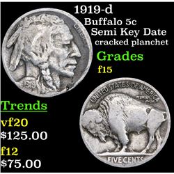 1919-d Buffalo Nickel 5c Grades f+