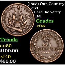 (1863) Our Country Civil War Token 1c Grades xf+