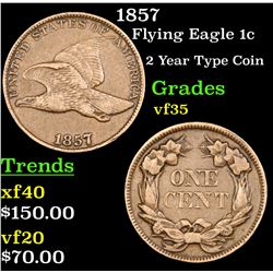 1857 Flying Eagle Cent 1c Grades vf++
