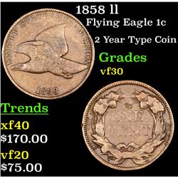 1858 ll Flying Eagle Cent 1c Grades vf++