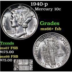 1940-p Mercury Dime 10c Grades GEM++ FSB