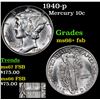 Image 1 : 1940-p Mercury Dime 10c Grades GEM++ FSB