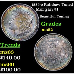1885-o Rainbow Toned Morgan Dollar $1 Grades Select Unc