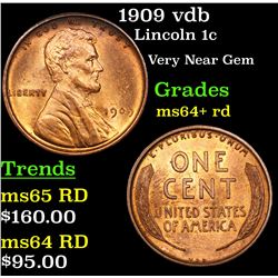 1909 vdb Lincoln Cent 1c Grades Choice+ Unc RD