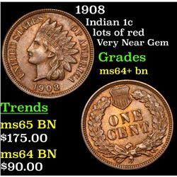 1908 Indian Cent 1c Grades Choice+ Unc BN