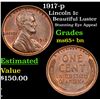 Image 1 : 1917-p Lincoln Cent 1c Grades GEM+ Unc BN